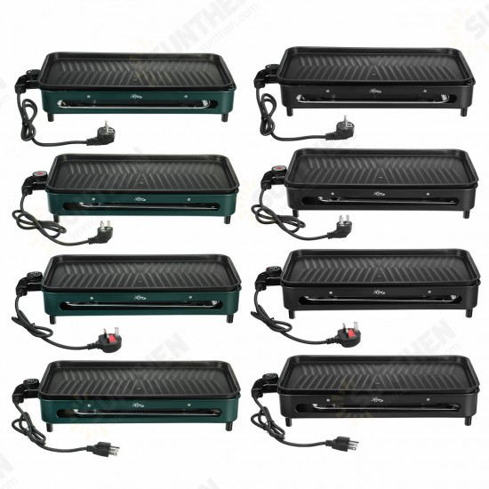 1500W 110V/220V Nonstick Electric Indoor Smokeless Grill Portable BBQ Grills with Recipes, Fast Heating, Adjustable Thermostat, Easy to Clean