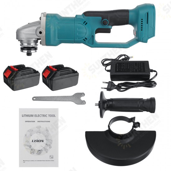 125mm Brushless Rechargable Angle Grinder W/ 1/2 Battery Metal Stone Wood Plastic Cutting Polishing Tool