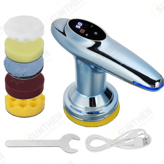 12V 4 inch 6 Gears USB Rechargeable Cordless Electric Car Polisher Small Grinder Waxing Machine Smart Digital Display