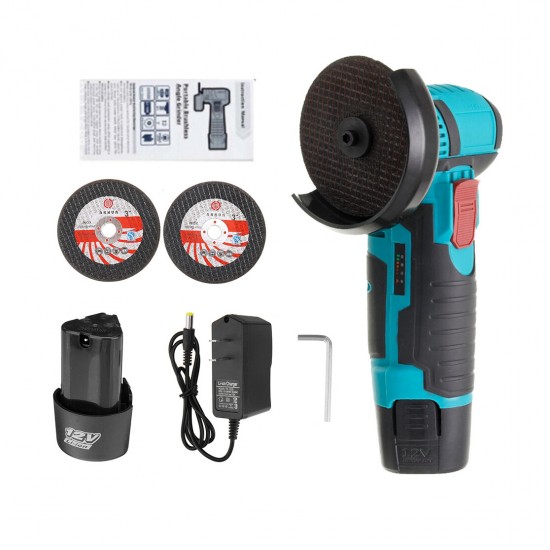 12V Brushless Angle Grinder Mini Cordless Electric Angle Grinder For Metal Wood W/ 1/2pcs Battery