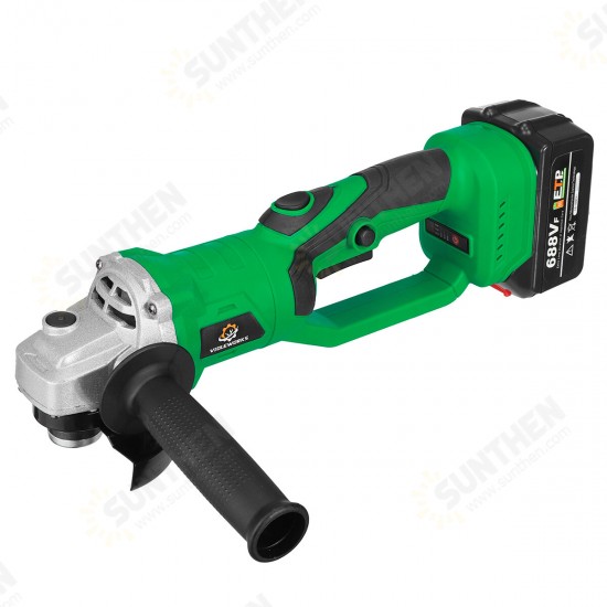 688VF 1200W 100mm Brushless Electric Angle Grinder 180° Rotation 3 Gears Cutting Grinding Tool Indicator LED Lighting W/ None/1/2 Battery for Makita