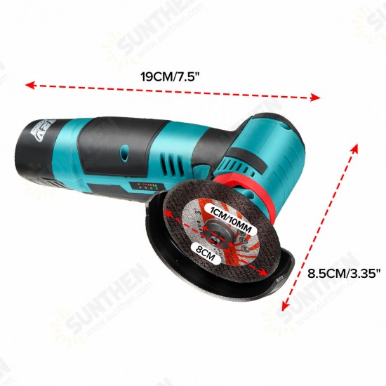 2000RPM 500W 12V Professional Compact Angle Grinder Metal Cutting Polishing Tool W/ 1/2PCS Battery