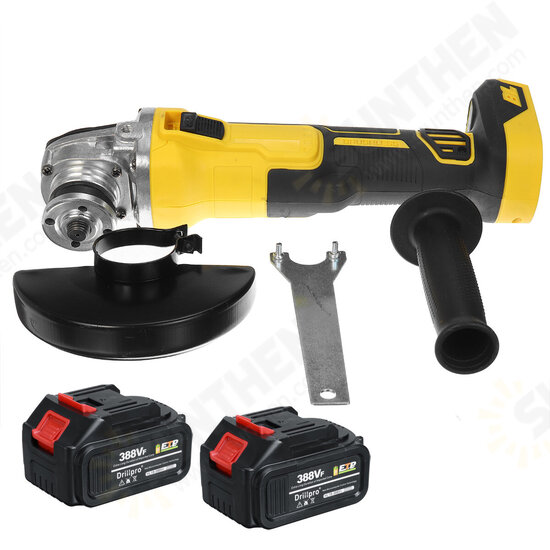 388VF 100mm/125mm Brushless Angle Grinder Wireless Rechargeable Wood Metal Cutting Polishing Tool W/ 1/2 Battery