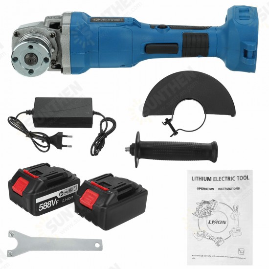 588VF 125mm Cordless Angle Grinder Cordless Electric Grinding Cutting Polishing Tool W/ 1/2pcs Battery 588VF 125mm Cordless Angle Grinder Cordless Electric Grinding Cutting Polishing Tool W/ 1/2pcs Battery