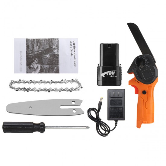 18V 500W One-Handed Electric Chainsaw 4 Inch Mini Woodworking Rechargable Lithium Battery Pruning Saw Chainsaws