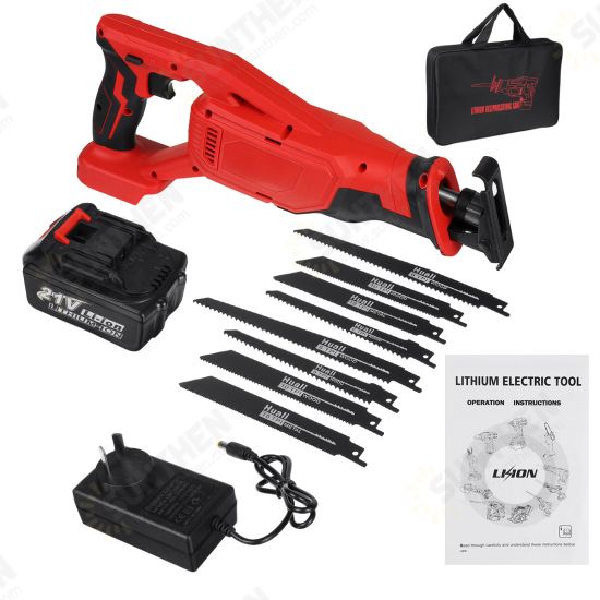 21V 1800mAH Cordless Reciprocating Saw 5000Rpm Branch Saw Electric Professional Recipro Saw W/ 8 Blades & 1/2 Battery For Makita