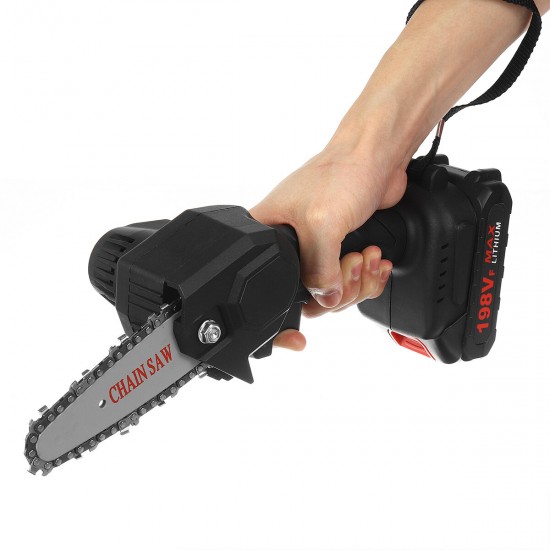 21V 4 Inch 600W Electric Chain Saw Handheld Cordless Rechargeable Portable Woodworking Saw W/ 0/1/2pcs Battery