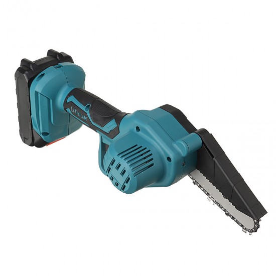 21V 4/6 Inch Cordless Electric Chain Saw One-Hand Saw Mini Portable Woodworking Wood Cutter W/ 2pcs Battery