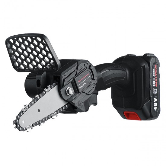 21V 4inch Cordless Electric Chain Saw Rechargeable Woodworking Cutting Saw W/ 2pcs Battery
