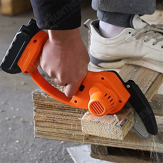 21V Cordless Electric Chain Saw One-Hand Woodworking Wood Cutter W/ 1or 2 Batteries