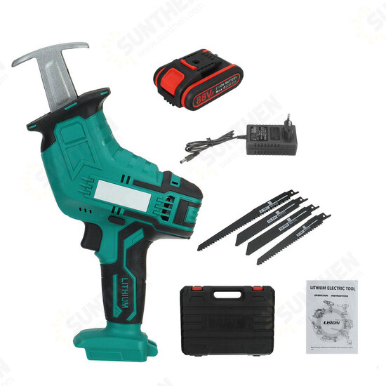 21V Cordless Electric Reciprocating Saw with 4 Blades Wood Metal Cutting Recip Prunning Saw W/2pcs Battery EU/US Plug Fit Makita