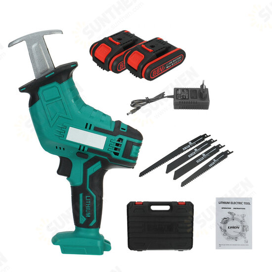 21V Cordless Electric Reciprocating Saw with 4 Blades Wood Metal Cutting Recip Prunning Saw W/2pcs Battery EU/US Plug Fit Makita