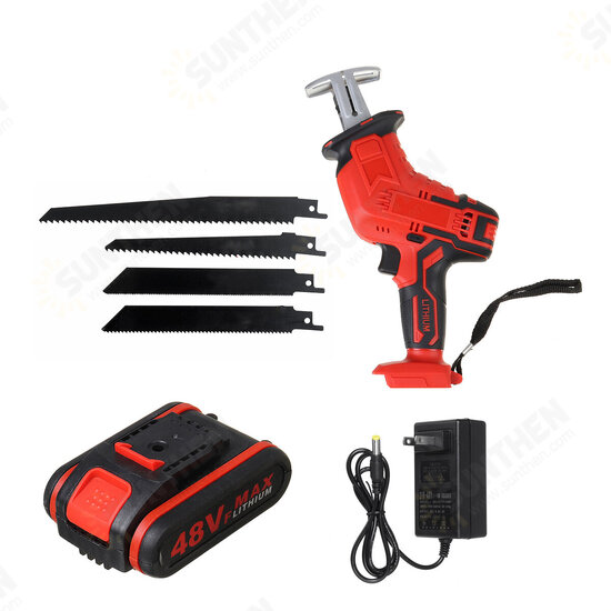 21V Cordless Reciprocating Saw Electric Saw W/ 4 Saw Blades Metal Cutting Woodworking W/ 1/2 Lithium Battery