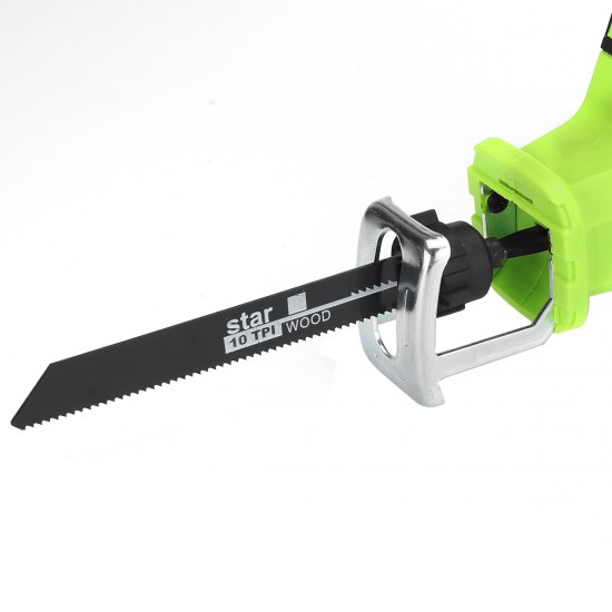 21V Electric Reciprocating Saw Wood Metal Plastic Sawing Tool W/ 1pc Battery & 4pcs Reciprocating Blade