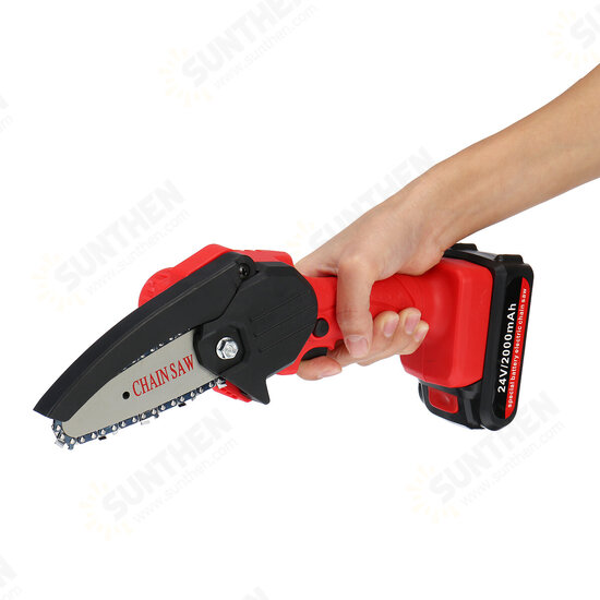 24V 2000mAh Mini Portable Electric Chain Saw Woodworking Wood Cutting Tool W/ 1/2PCS Battery