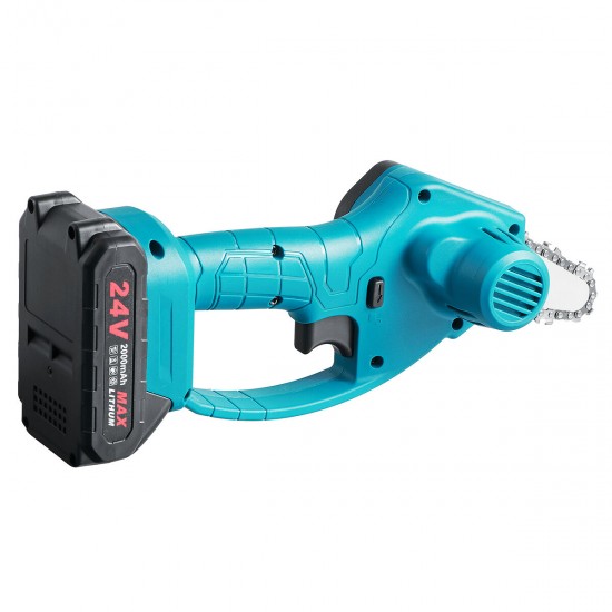 24V Electric Chain Saw 4 Inch Mini Chainsaw Woodworking Pruning Garden Power Tool W/ 1 or 2 Battery For Makita