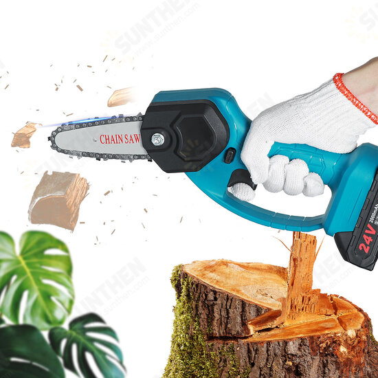 24V Electric Chain Saw 4 Inch Mini Chainsaw Woodworking Pruning Garden Power Tool W/ 1 or 2 Battery For Makita