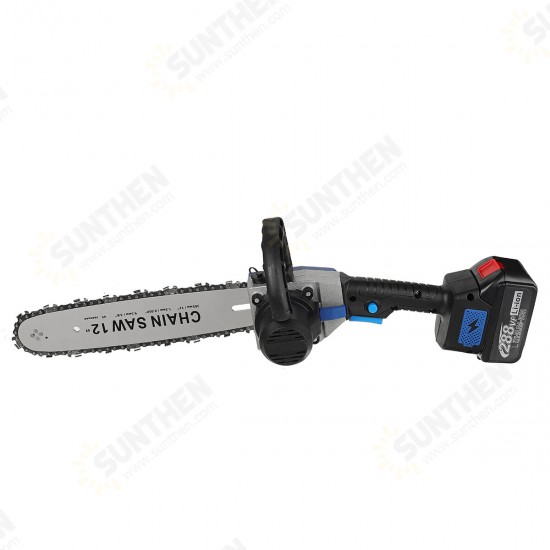 288VF 12inch Cordless Electric Chain Saw One-Hand Saw Woodworking Tool W/ 1/2pcs Battery