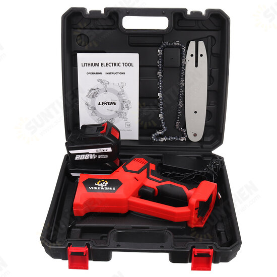 288VF 8Inch Cordless Electric Chainsaws One-Hand Saw Chain Saw Woodworking Tool W/ 1/2pcs Battery