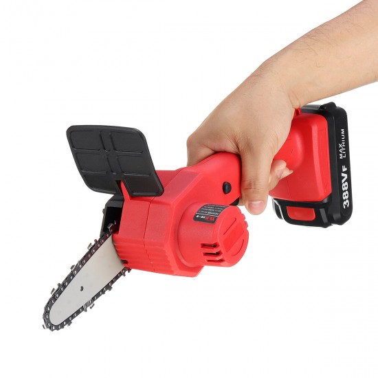 4 Inch 388VF Cordless Electric Chain Saw One-Hand Saw Woodworking Wood Cutter W/ None/1/2 Battery