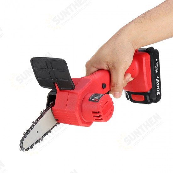 4 Inch 388VF Cordless Electric Chain Saw One-Hand Saw Woodworking Wood Cutter W/ None/1/2 Battery