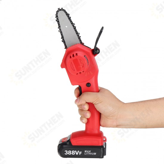 4 Inch 388VF Cordless Electric Chain Saw One-Hand Saw Woodworking Wood Cutter W/ None/1/2 Battery