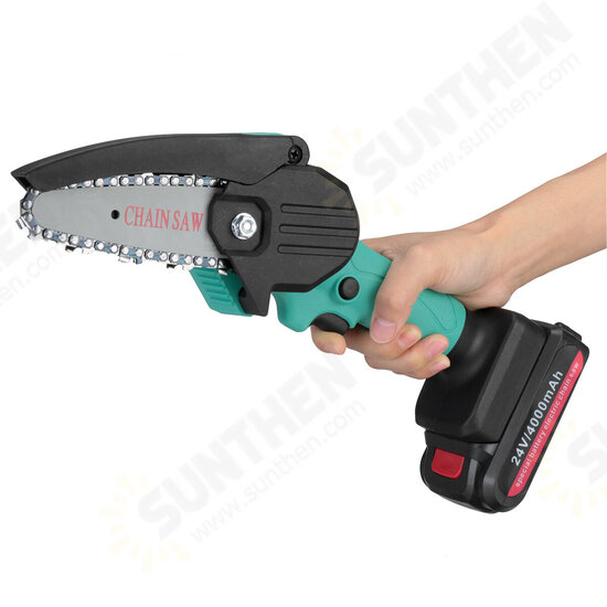 4 Inch Electric Chain Saw Chainsaw Wood Cutter Garden Tool W/ 1pc Battery 21-24V