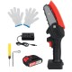 4 Inch Mini Cordless Electric Chain Saw One-Hand Saw Woodworking Wood Cutter W/ 1/2 Battery