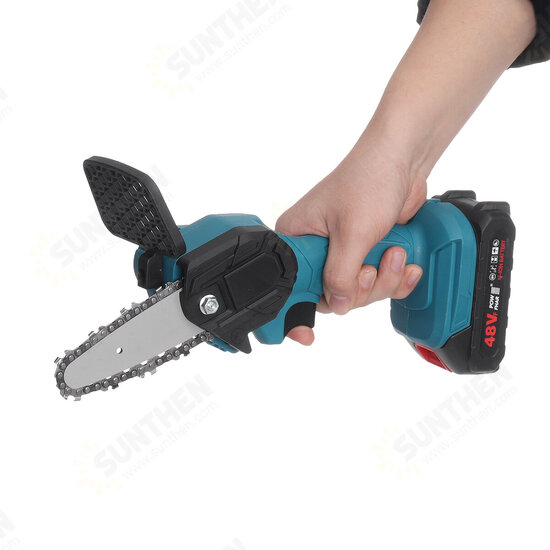 4inch 800W 48VF Electric Chain Saw Portable Handheld Wood Cutter Woodworking Cutting Tool W/ None/1pc/2pcs Battery EU Plug