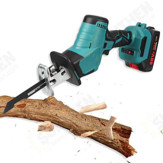 88VF 15mm 3000rpm Portable Electric Cordless Reciprocating Saw Pruning Chain Rechargeable Woodworking Power Tools Wood Cutter W/1/2 Battery EU Plug