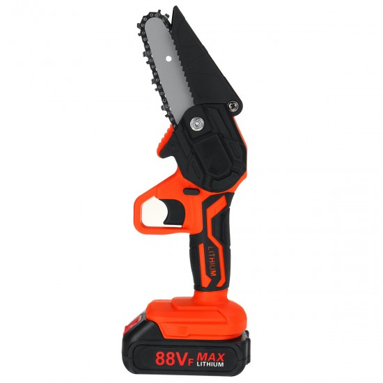88VF 4Inch /6Inch Cordless Electric Chain Saw One-Hand Mini Saw Wood Cutter Woodworking Tool W/ 1/2 Battery Led Working Light