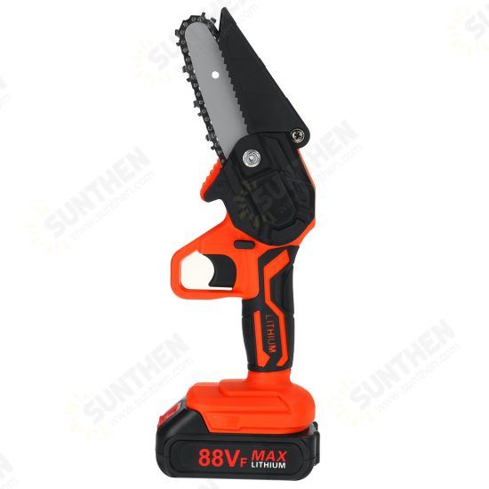 88VF 4Inch /6Inch Cordless Electric Chain Saw One-Hand Mini Saw Wood Cutter Woodworking Tool W/ 1/2 Battery Led Working Light