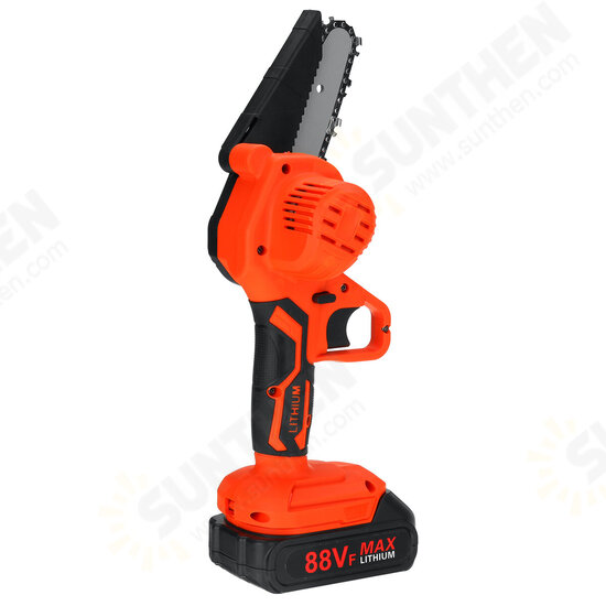 88VF 4Inch /6Inch Cordless Electric Chain Saw One-Hand Mini Saw Wood Cutter Woodworking Tool W/ 1/2 Battery Led Working Light