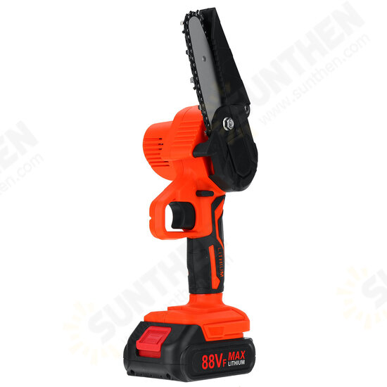 88VF 4Inch /6Inch Cordless Electric Chain Saw One-Hand Mini Saw Wood Cutter Woodworking Tool W/ 1/2 Battery Led Working Light