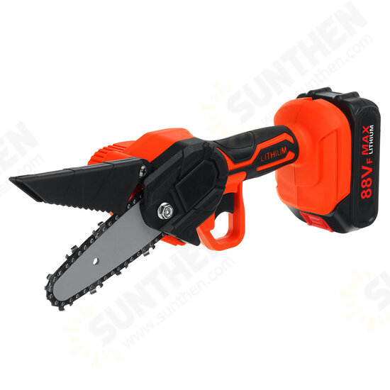 88VF 4Inch /6Inch Cordless Electric Chain Saw One-Hand Mini Saw Wood Cutter Woodworking Tool W/ 1/2 Battery Led Working Light