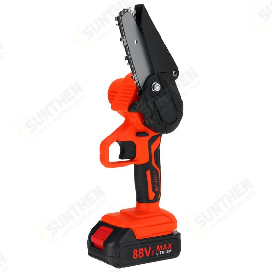 88VF 4Inch /6Inch Cordless Electric Chain Saw One-Hand Mini Saw Wood Cutter Woodworking Tool W/ 1/2 Battery Led Working Light