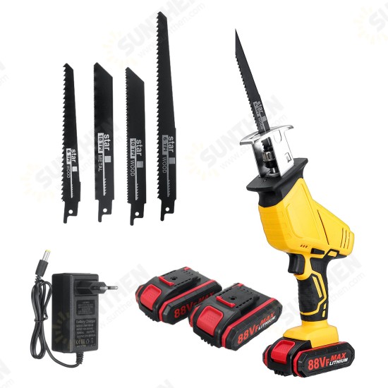 88VF Cordless Electric Reciprocating Saw W/ 4 Blades & 1or2 Battery for Woodworking Wood Cutting Tool 88VF Cordless Electric Reciprocating Saw W/ 4 Blades & 1or2 Battery for Woodworking Wood Cutting Tool