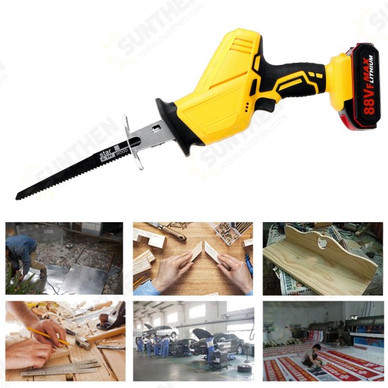 88VF Cordless Electric Reciprocating Saw W/ 4 Blades & 1or2 Battery for Woodworking Wood Cutting Tool 88VF Cordless Electric Reciprocating Saw W/ 4 Blades & 1or2 Battery for Woodworking Wood Cutting Tool