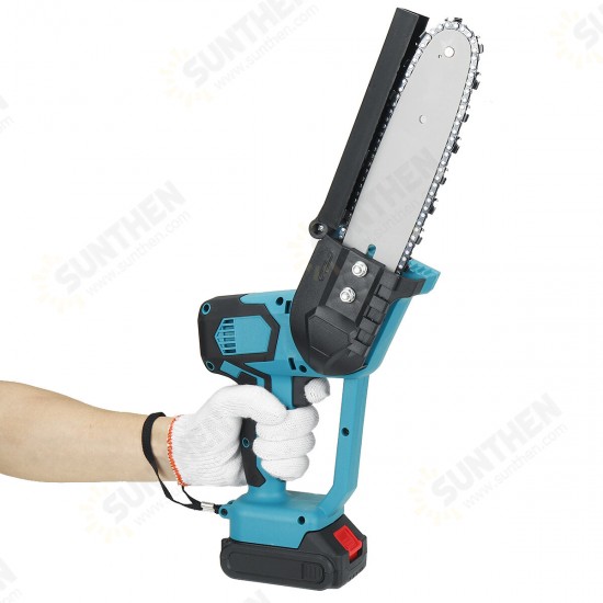 8Inch 21V Cordless Electric Chain Saw Mini Wood Cutter 1200W One-Hand Saws Woodworking Tool W/ None/1/2 Battery