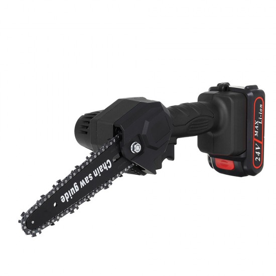 DC 24V 6 Inch Cordless Electric Chain Saw Wood Mini Cutter 550W One-Hand Saw with 2Pcs Batteries Woodworking Tools Set