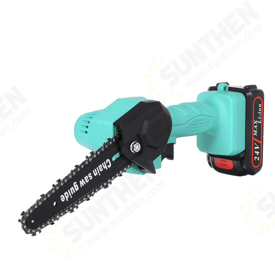 24V 6 Inch Cordless Electric Chain Saw Wood Cutter 550W One-Hand Saws Woodworking Machine W/ 1pc Battery