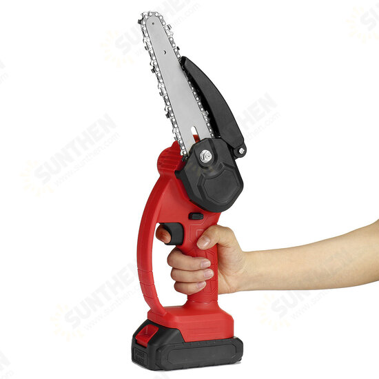 Handheld Mini Rechargable Chainsaw 6inch Electric Chain Saws Stepless Speed Change Wood Work Cutter W/ Battery