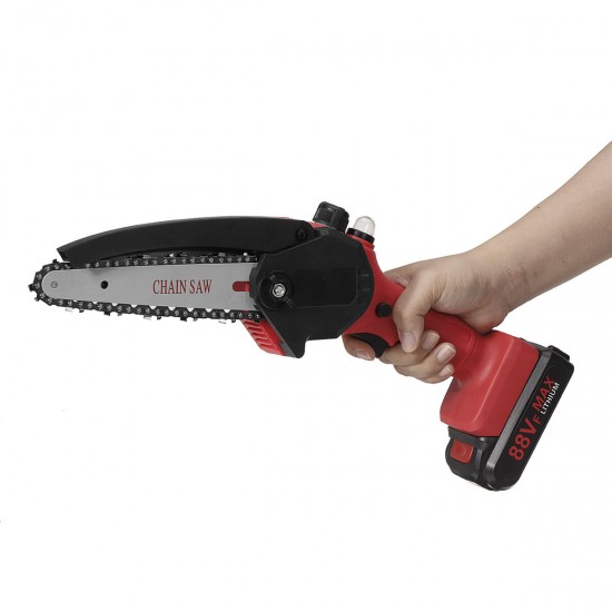 88VF 6Inch Rechargable Chain Saw One-hand Chainsaw Wood Work Cutter Tool Digital Display Indicator Battery