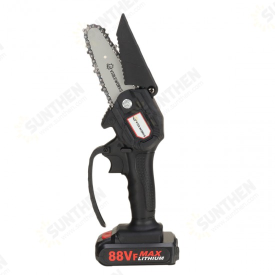 4 Inch 88VF Cordless Electric Chain Saw 1500W One-Hand Saw LED Woodworking Wood Cutter W/ 1/2 Battery Led Working Light 4 Inch 88VF Cordless Electric Chain Saw 1500W One-Hand Saw LED Woodworking Wood Cutter W/ 1/2 Battery Led Working Light