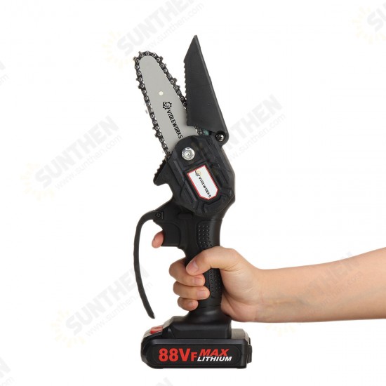 4 Inch 88VF Cordless Electric Chain Saw 1500W One-Hand Saw LED Woodworking Wood Cutter W/ 1/2 Battery Led Working Light 4 Inch 88VF Cordless Electric Chain Saw 1500W One-Hand Saw LED Woodworking Wood Cutter W/ 1/2 Battery Led Working Light