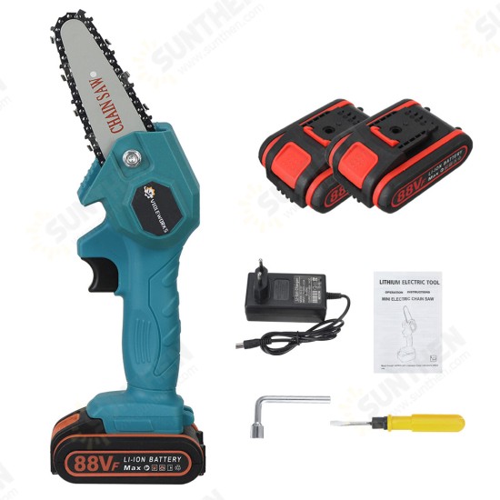 4 Inches 88VF Cordless Electric One-Hand Saw Chain Saw Woodworking Cutting Tool W/ 1pc or 2pcs Battery Kit