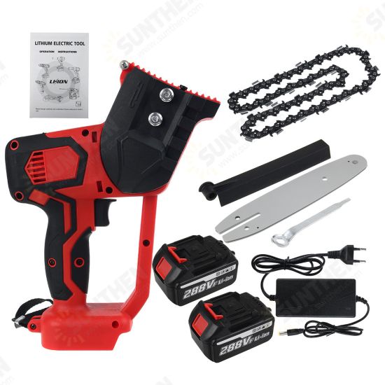 8 Inch 288VF Electric Chainsaw Cordless Wood Cutter One-Hand Saw Woodworking Saw with 1/2pcs Batteries