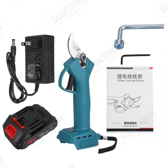 21V 25/30mm Cordless Electric Pruning Secateur Shears Portable Electric Scissors W/ 1pc Battery