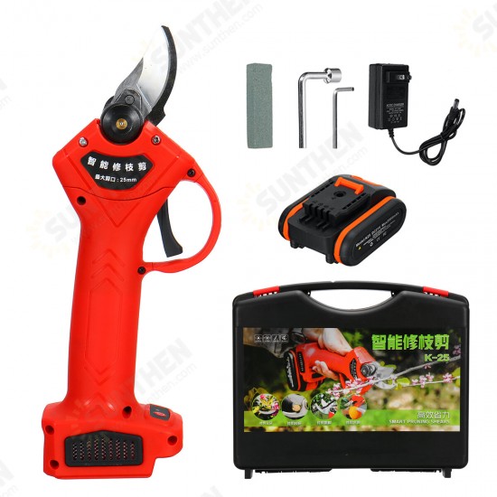 21V Cordless Electric Pruning Shears Garden Pruner Branch Cutting Tool With 1/2 Battery