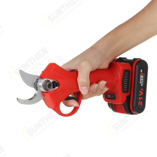 21V Wireless 25mm Rechargeable Electric Scissors Branch Pruning Shear Tree Cutting Tools W/ 2 Battery